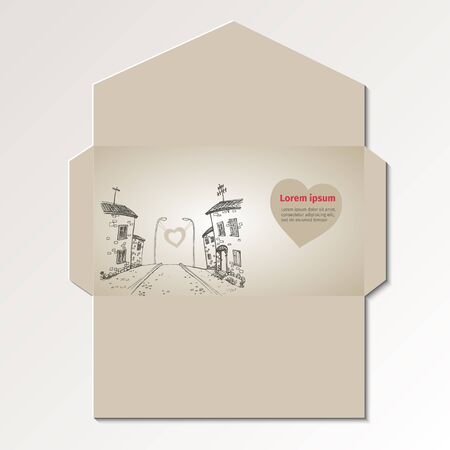 Envelope design with hand drawn  street., EPS-10のイラスト素材