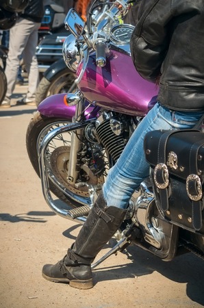 ULYANOVSK, RUSSIA - APRIL 30, 2016 Motorcyclists open the spring season. 30 April 2016. Annual motorbike fans meeting and parade.のeditorial素材