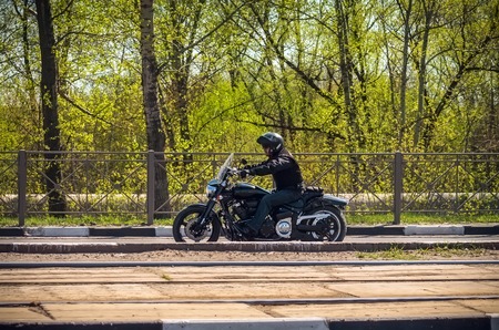 ULYANOVSK, RUSSIA - APRIL 30, 2016 Motorcyclists open the spring season. 30 April 2016. Annual motorbike fans meeting and parade. Russian riders.のeditorial素材