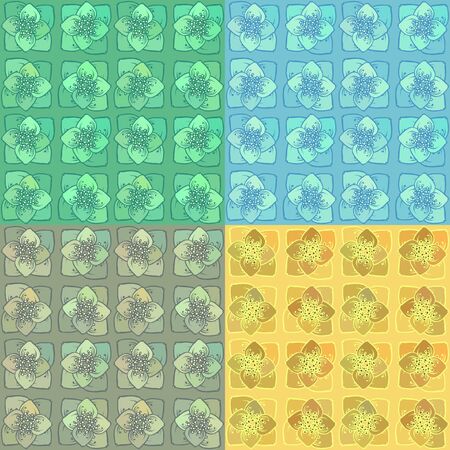 Set of 4 vector jasmine flowers patterns. Abstract seamless background  Eps-8のイラスト素材