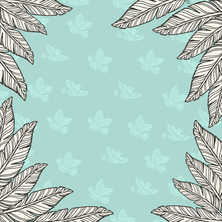 square frame template with feathersのイラスト素材