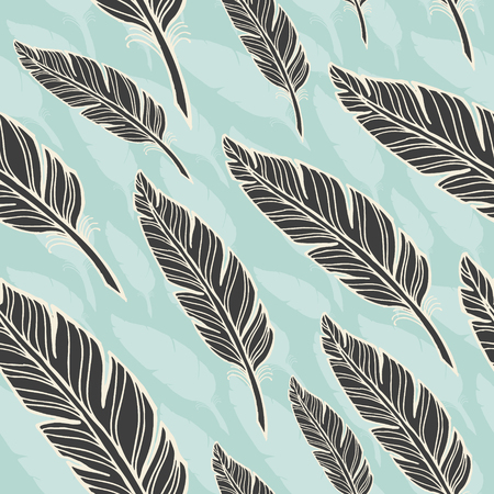 seamless pattern with black featherのイラスト素材