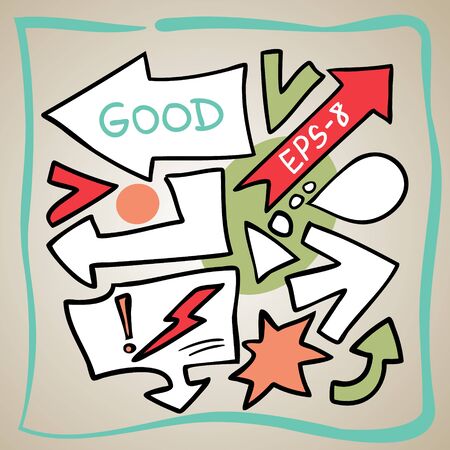 Set of doodled colors arrows. Eps-8.のイラスト素材