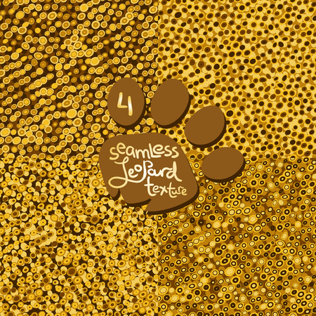 Imitation leopard skin pattern. Set of 4 seamless vector textureのイラスト素材
