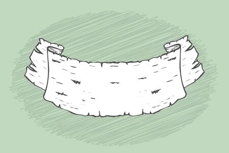 Hand drawn black and white banner made of birch bark.のイラスト素材