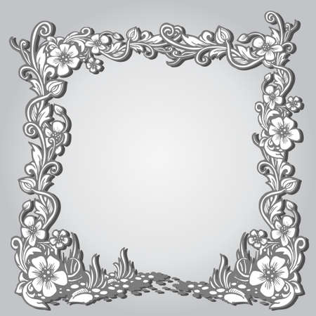 vintage frame with floral pattern. Card template with text and flower frame.のイラスト素材