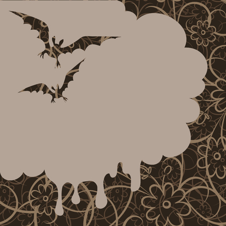 Black vector frame with a flying bat. Yflloween background. Eps-8のイラスト素材