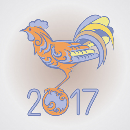 Vector illustration of rooster, symbol 2017 Chinese calendar. Art sketch of cock. Eps-10のイラスト素材