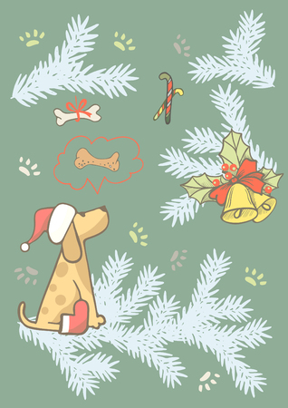 Set of New Year vector stickers. Cute hand drawn holiday elements. 2018 New Year. Christmas and New Year.のイラスト素材