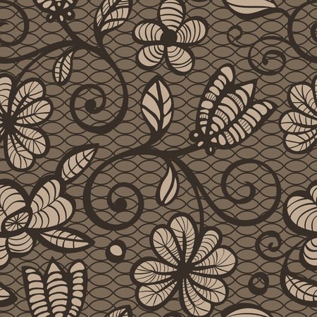 Floral seamless pattern. Brown ethnic mandalas. Arabesque vector ornament.のイラスト素材