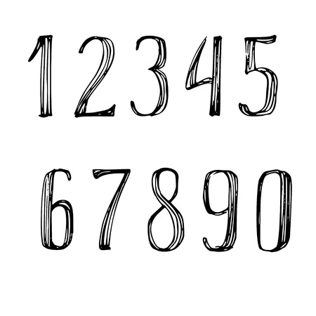Hand drawn digits on white backgroundのイラスト素材