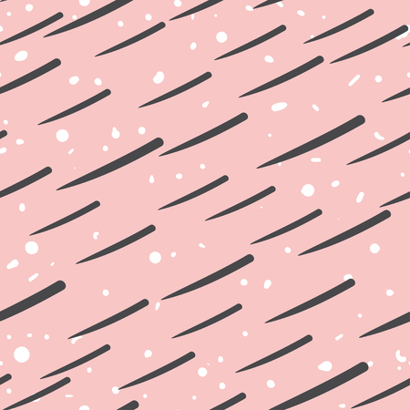 Vector abstract hand drawn seamless patterns. Black and white doodle universal background made with hatch or stylized fur on pink background. Trendy scandinavian design concept for fashion textile print.のイラスト素材