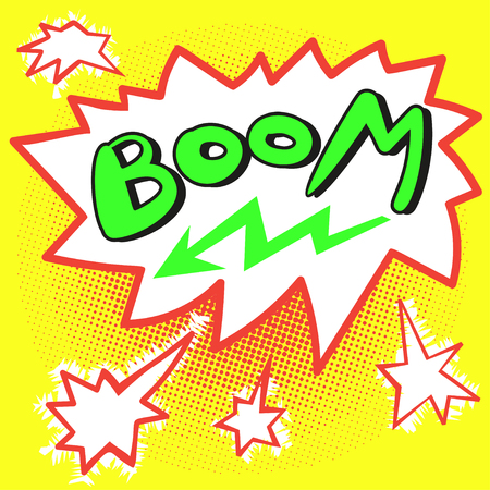 Speech bubbles in vector comic style. Hand drawn dialog windows with lettering boom.のイラスト素材