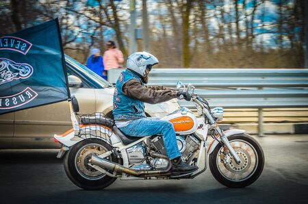 Ulyanovsk, Russia - April 29, 2018. Motorcyclists at the meeting dedicated to the opening of riding...
