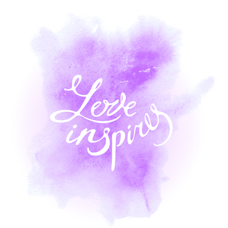 Vector inscription Love inspires on a pink watercolor backgroundのイラスト素材