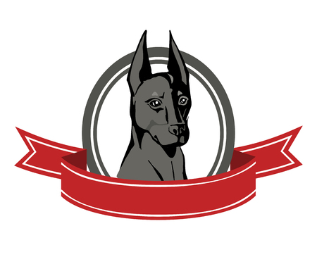 Dog logo vector illustration. Doberman pincherのイラスト素材