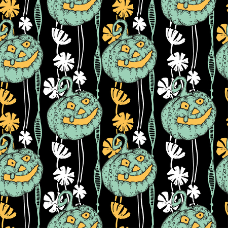 A frightening smile Halloween Pumpkin Lantern.のイラスト素材