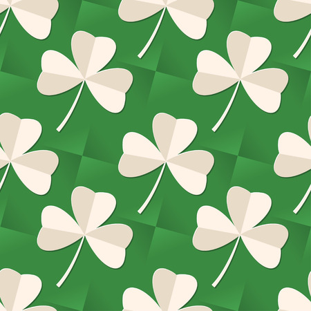 St. Patrick's day vector seamless pattern with Clover leaves on green background.. Eps-8のイラスト素材