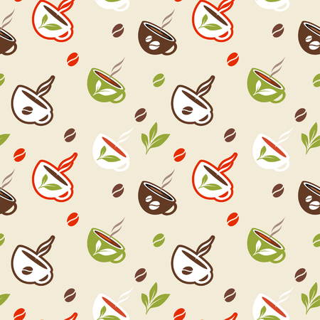 Cups seamless pattern in retro style.のイラスト素材