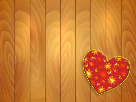 Happy Women's Day greeting card design with illustration of heart shape with watercolor floral texture on wooden texture background. Eps-10のイラスト素材