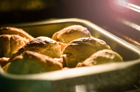 Chicken drumsticks in pastry baked in the oven. Home cooking.の写真素材