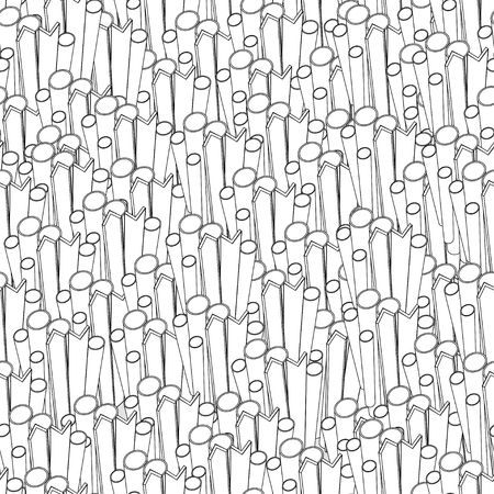 White line Metal rolling, pipe production and channel on black background. Vector seamless texture. Shaped metal construction.のイラスト素材