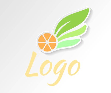 Bright vector logo consisting of orange and leaves on a white backgroundのイラスト素材