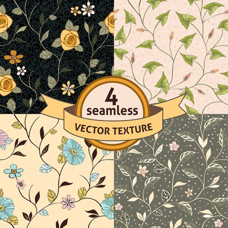 Vector seamless background with blossoms and folliage.のイラスト素材