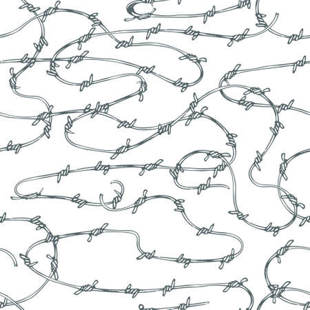 Vector seamless background of curving barbed wireのイラスト素材