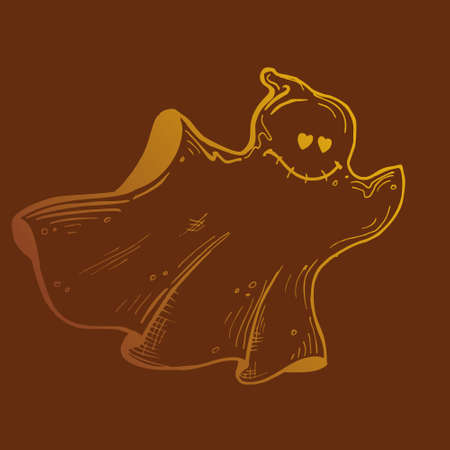 Vector image of an golden silhouette of a ghost on a brown backgroundのイラスト素材