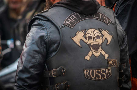 ULIYANOVSK RUSSIA 15. 10. 2016 Bikers closing of the motoseason-2016, in the square in front of...