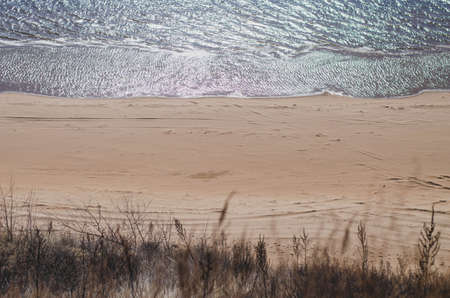 beautiful view of nature scenery, river and sandy beachの写真素材