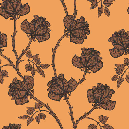 Vector seamless texture with rosesのイラスト素材