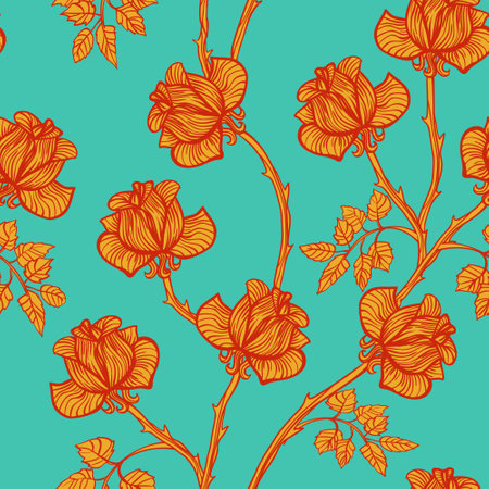 Vector seamless texture with rosesのイラスト素材