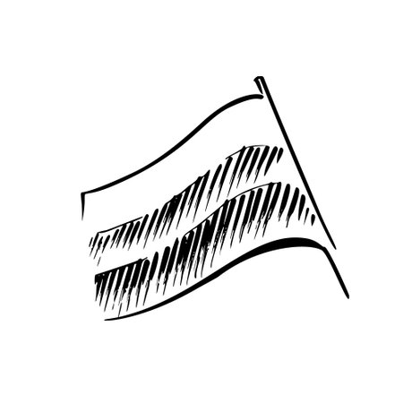 Flag with three horizontal stripes Vintage black and white vector sketchのイラスト素材