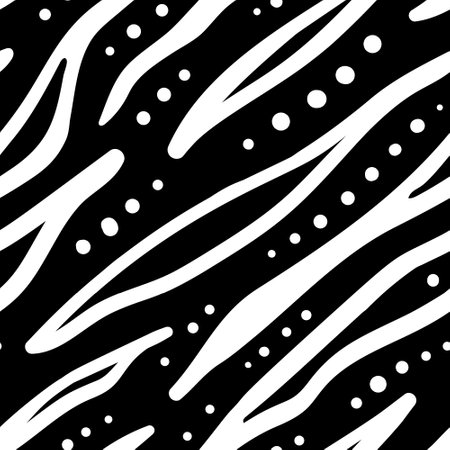 Black and white abstract diagonal texture with wavy stripes and dotsのイラスト素材