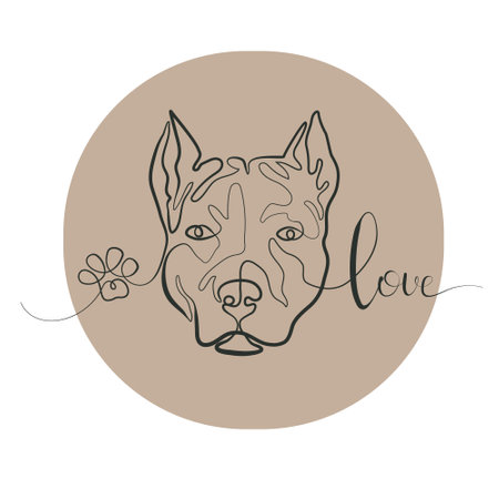 Love pitbull - black and white vectorのイラスト素材