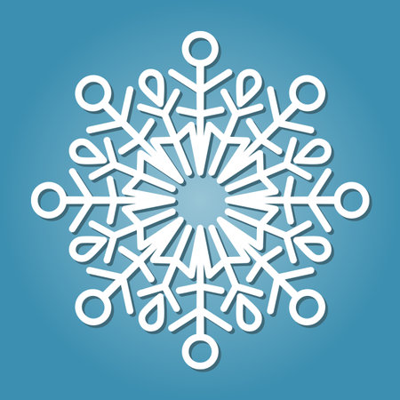 White simple snowflake on blue background.のイラスト素材