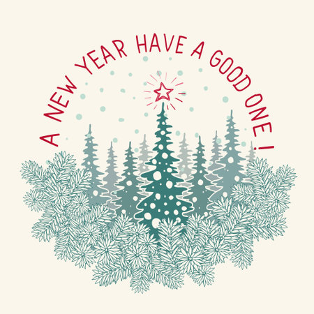 Christmas and New Year Vector graphic element with spruce branch tree.のイラスト素材