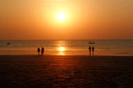 Sunset at beach の写真素材