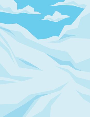 Winter scene with downhill slope, blue sky and clouds.のイラスト素材