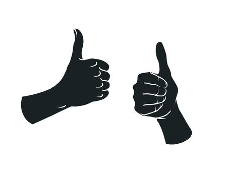 Gesture. Like sign. Two female hands with thumbs up.のイラスト素材