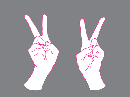 Gesture. V sign by hands.のイラスト素材