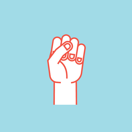 Gesture. Power sign. Stylized hand with all fingers clenched. Vector. Icon.のイラスト素材