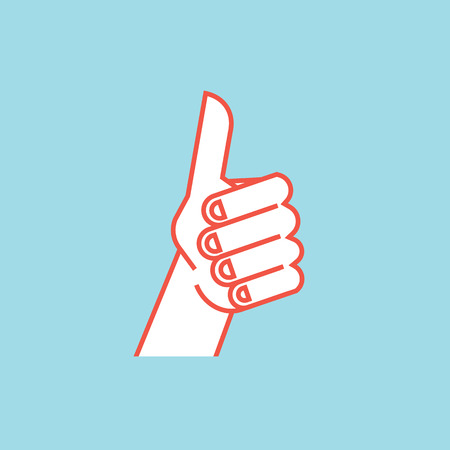 Gesture. Like sign. Stylized hand with thumbs up. Vector.のイラスト素材
