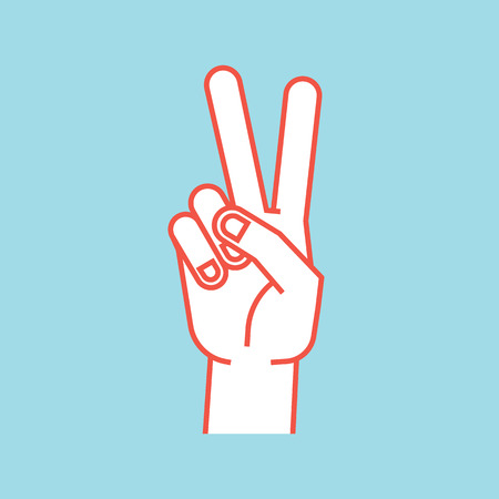 Gesture. Stylized hand in the form of V letter. Victory. Icon.のイラスト素材