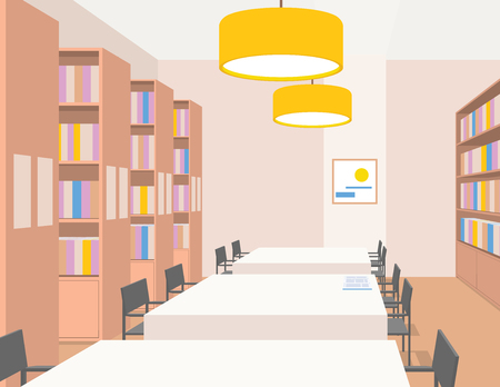 Library interior with furniture. Perspective view. Empty space. Vector.の写真素材