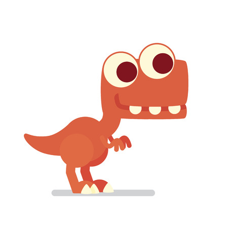 Cute T-Rex. Dinosaur life. Vector illustration of prehistoric character in flat cartoon style isolated on white background. Funny red Tyrannosaurus with big eyes. Element for designのイラスト素材