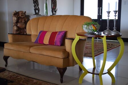 Vintage style furniture given an update with bright colours 