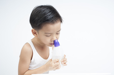 Sometime my children has not a smooth breath and they practiceの写真素材